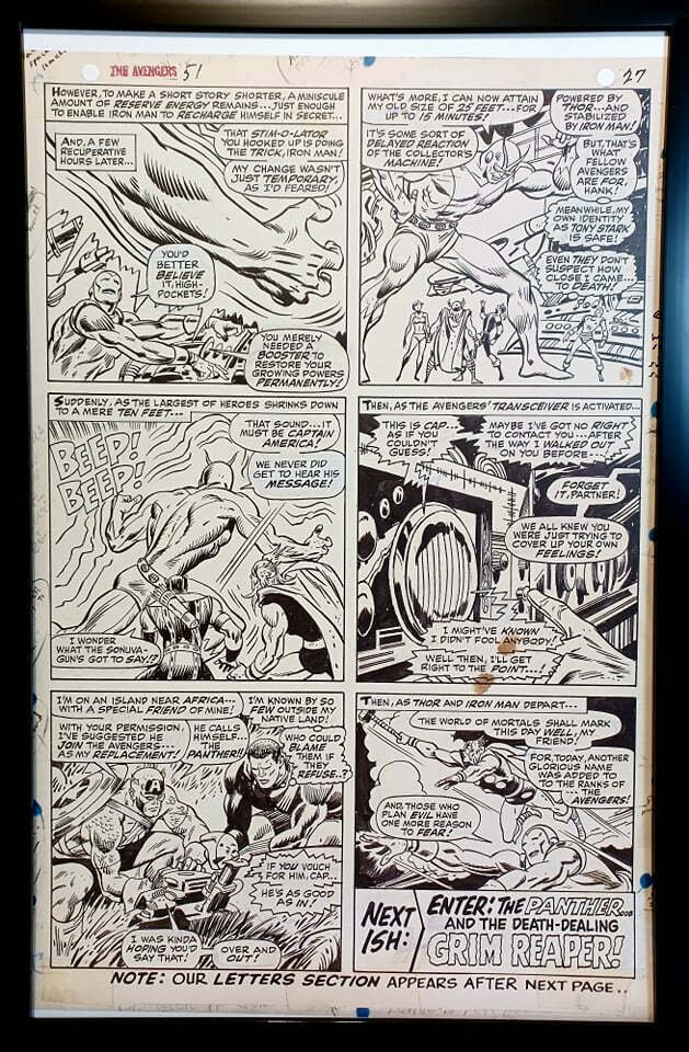 Avengers #51 pg. 20 by John Buscema 11x17 FRAMED Original Art Print Marvel Comic