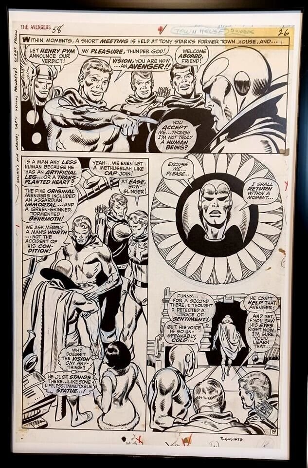 Avengers #58 pg. 19 by John Buscema 11x17 FRAMED Original Art Print Marvel Comic