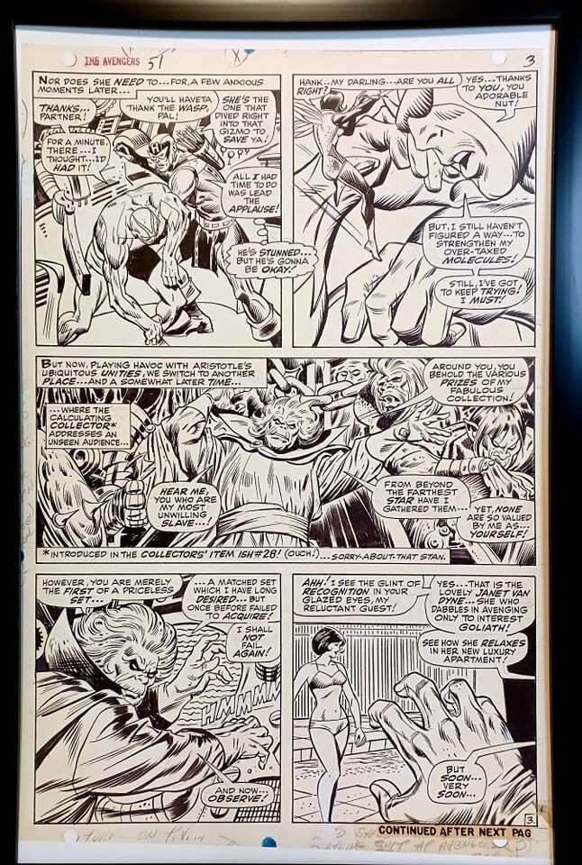 Avengers #51 pg. 3 by John Buscema 11x17 FRAMED Original Art Print Marvel Comics