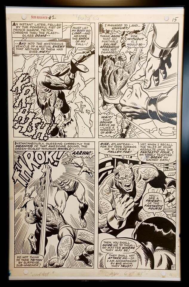 Sub-Mariner #2 pg. 11 by John Buscema 11x17 FRAMED Original Art Print Marvel Com