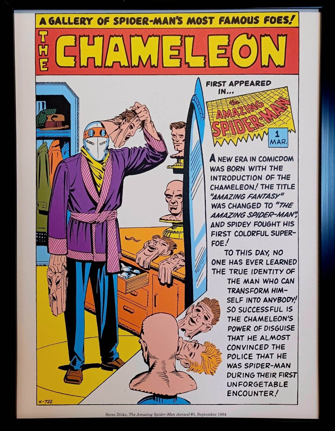 Spider-Man Chameleon by Steve Ditko 9x12 FRAMED Marvel Comics Vintage Art Print