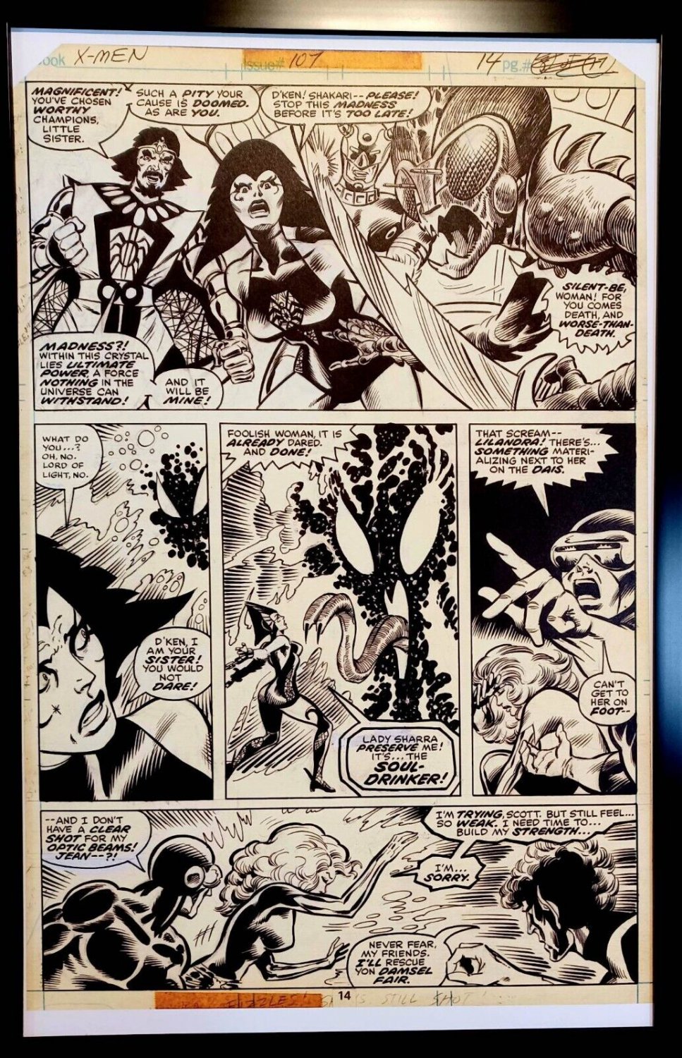 X-Men #107 pg. 14 by Dave Cockrum 11x17 FRAMED Original Art Poster Marvel Comics