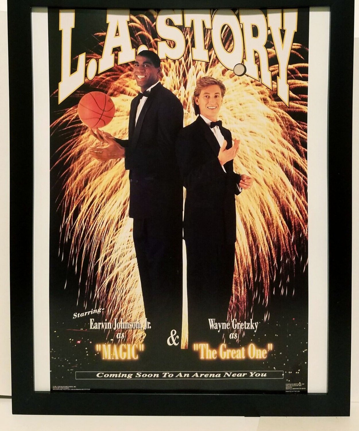 Magic Johnson Wayne Gretzky Costacos Brothers 8.5x11 FRAMED Print Vintage Poster