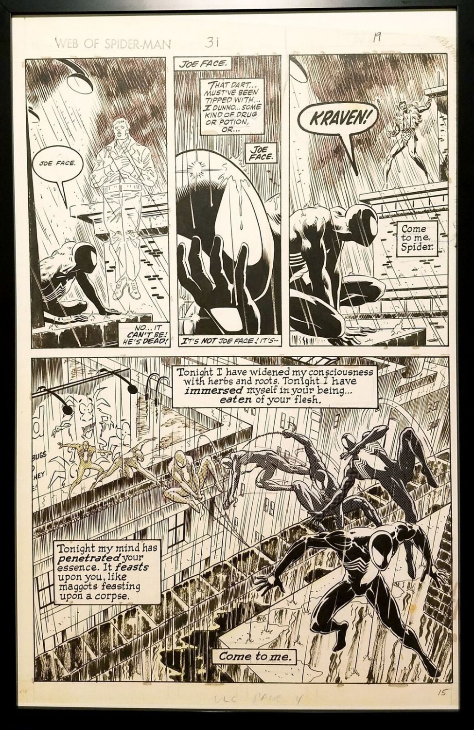 Web Spider-Man #31: Kraven's Last Hunt Mike Zeck 11x17 FRAMED Original Art Poste