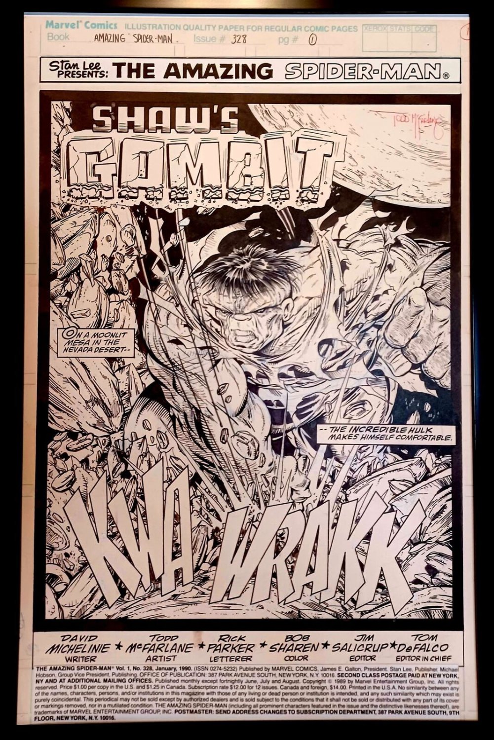 Amazing Spider-Man #328 pg. 1 by Todd McFarlane 11x17 FRAMED Original Art Print
