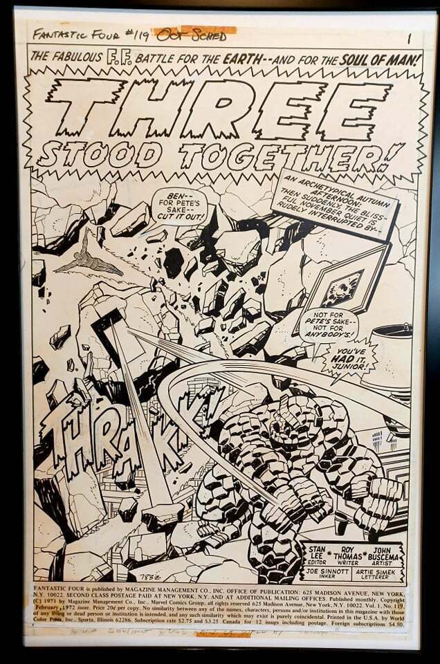 Fantastic Four #119 pg. 1 by John Buscema 11x17 FRAMED Original Art Print Marvel