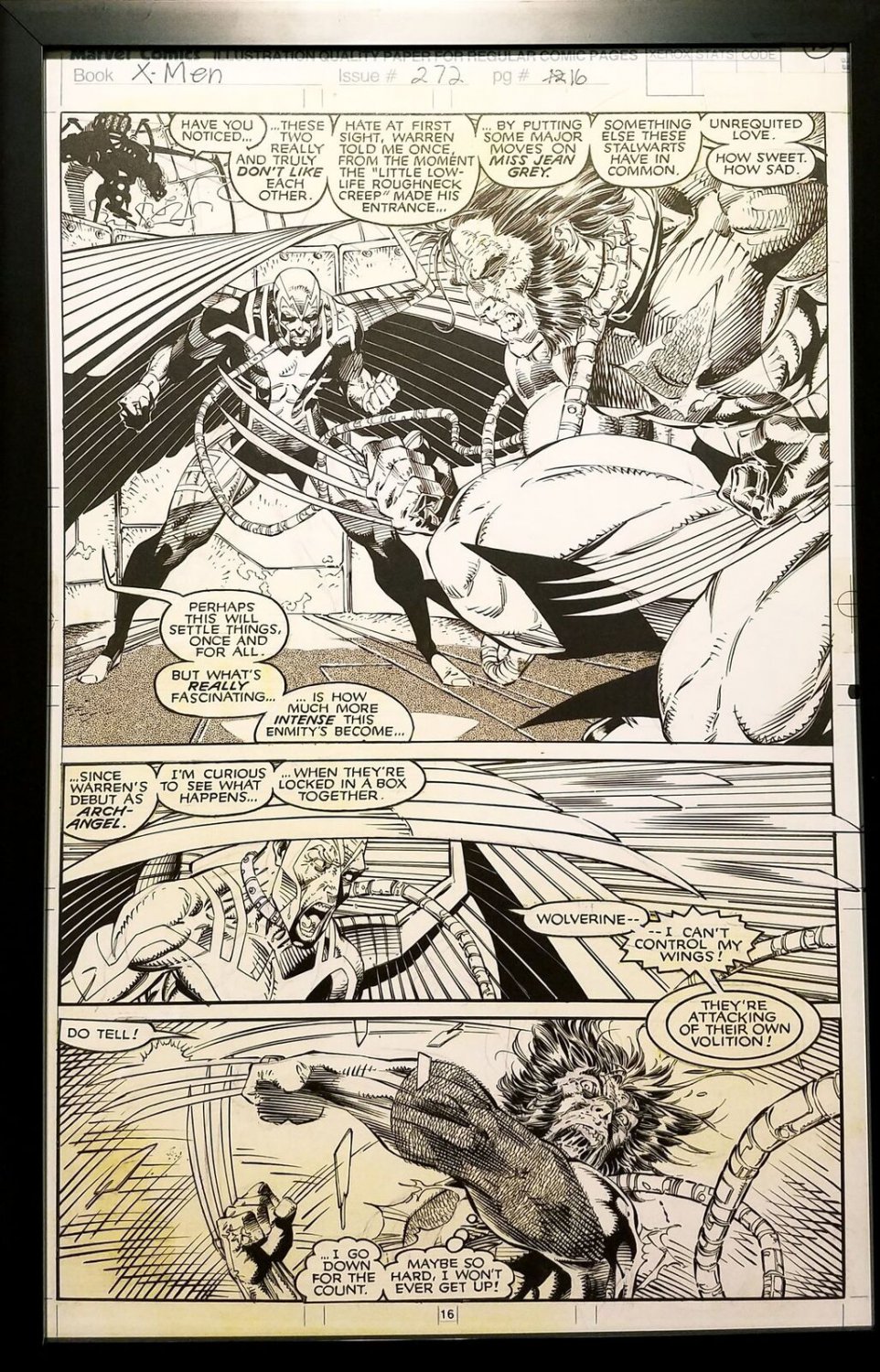 X-Men #272 pg. 16 Wolverine Jim Lee 11x17 FRAMED Original Art Poster Marvel Comi