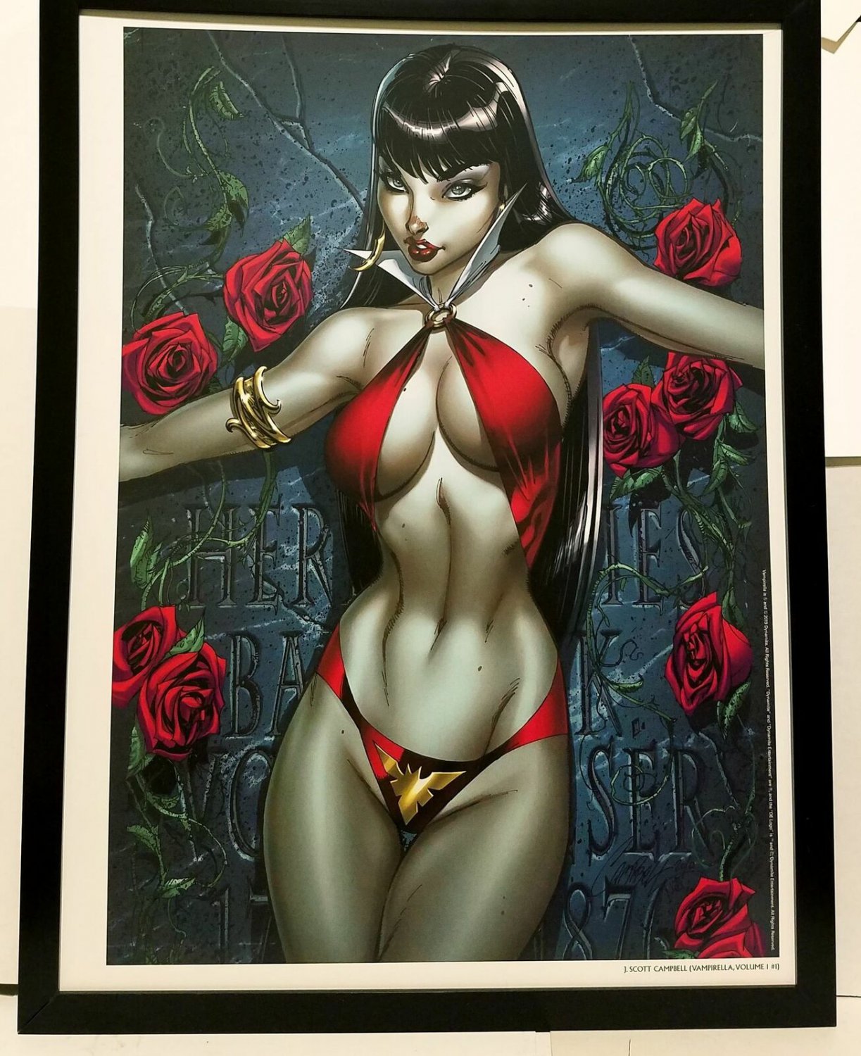 Vampirella 12x16 FRAMED Art Print by J. Scott Campbell (from #1) NEW comic poste