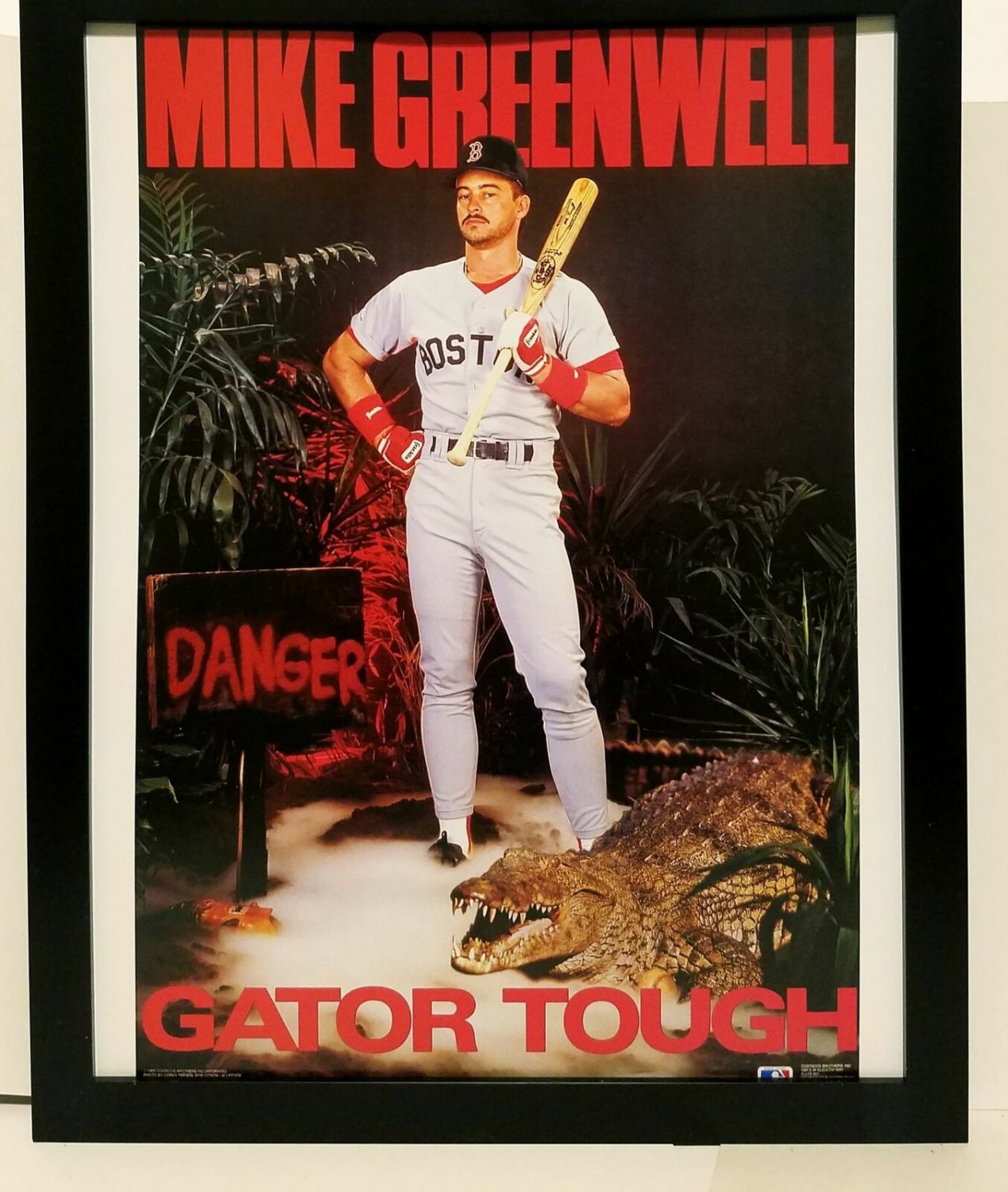 Mike Greenwell Red Sox Costacos Brothers 8.5x11 FRAMED Print Vintage 80s Poster