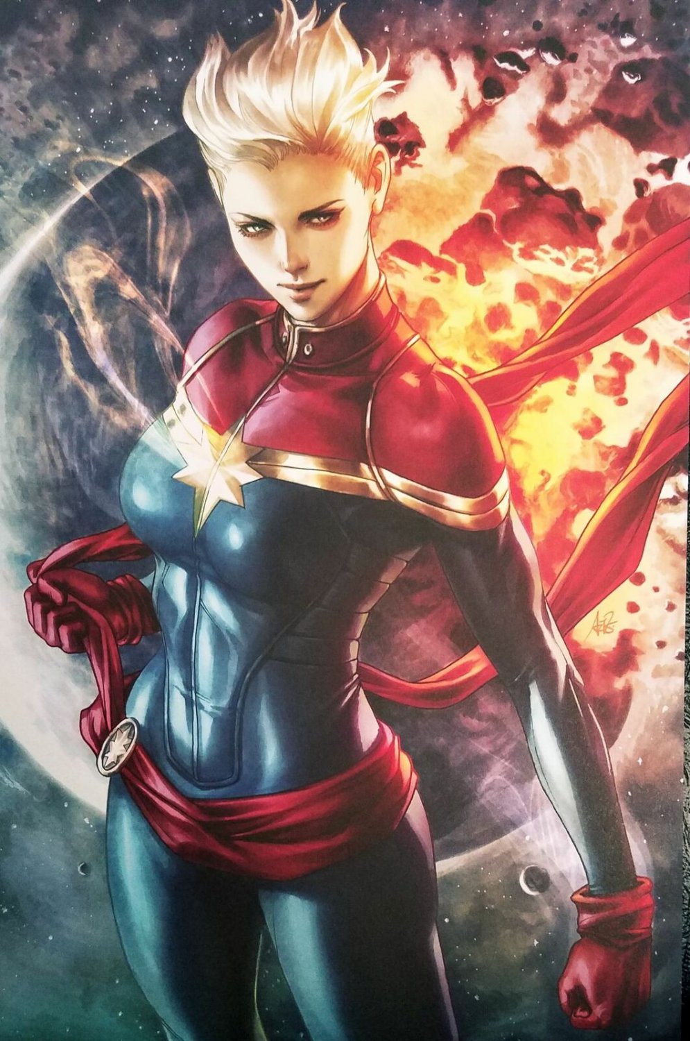 Captain Marvel Art Poster Print by Stanley "Artgerm" Lau, 9.5x14.25 New Marvel C