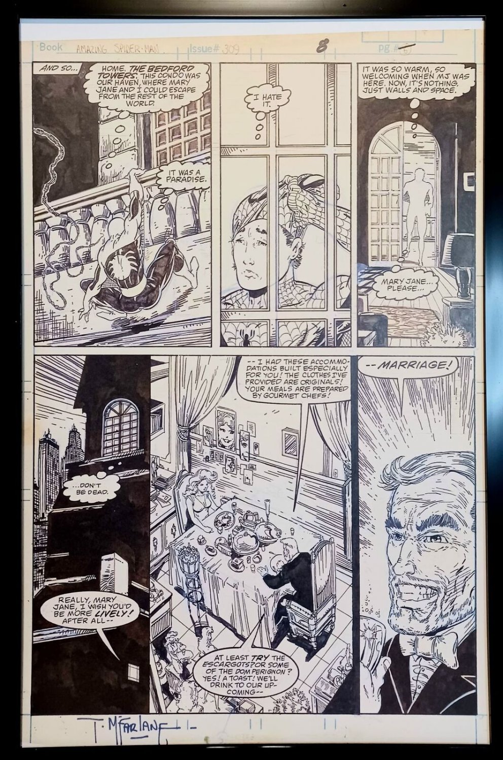 Amazing Spider-Man #309 pg. 6 by Todd McFarlane 11x17 FRAMED Original Art Print