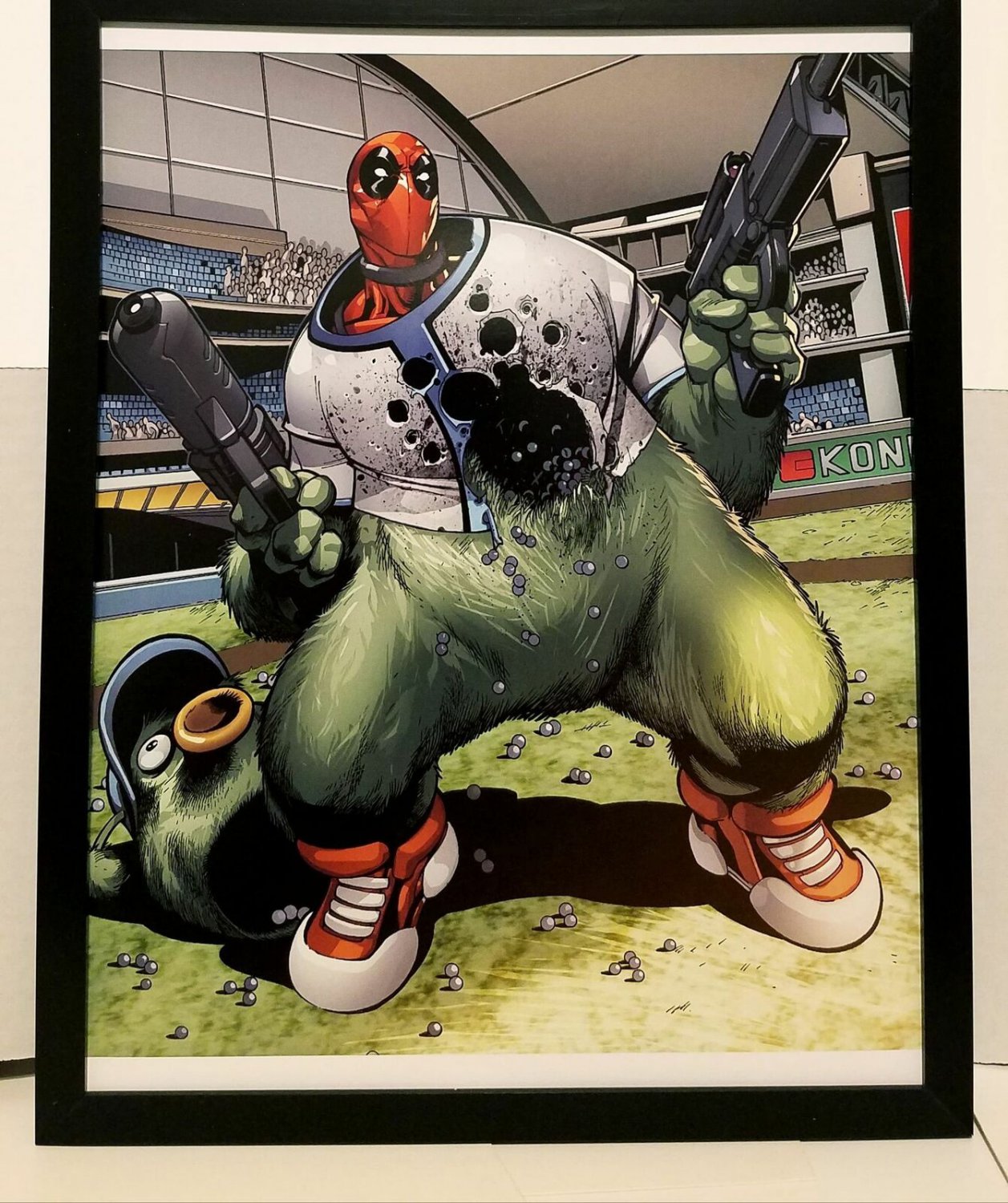 Deadpool Phillie Phantic homage by Paco Medina 11x14 FRAMED Marvel Comics Art Pr