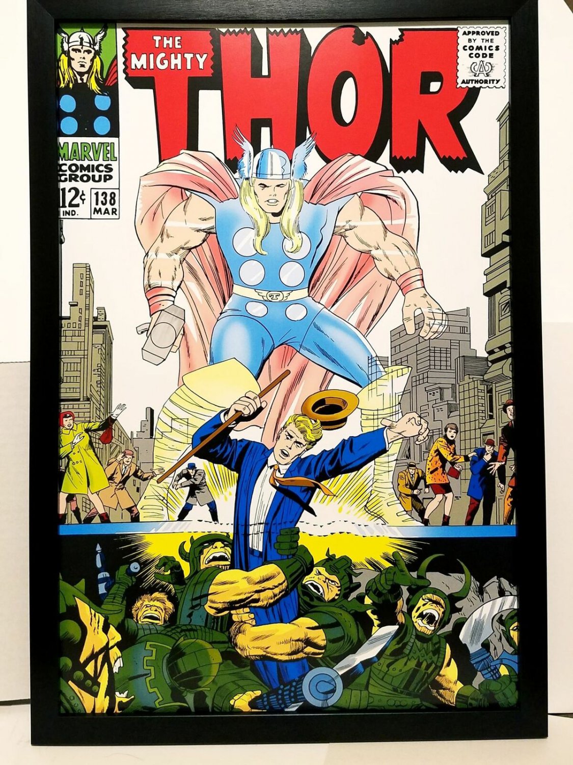 Mighty Thor #138 by Jack Kirby 12x18 FRAMED Marvel Comics Vintage Art Print Post