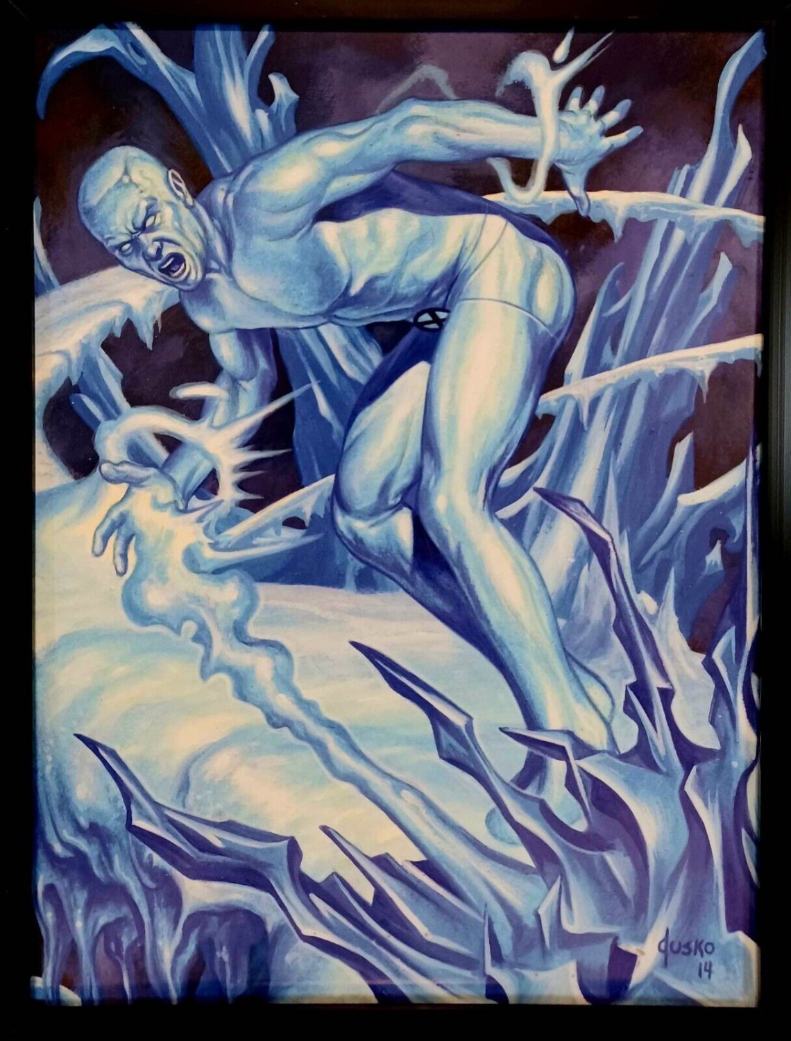 Ice Man Marvel Masterpieces by Joe Jusko 9x12 FRAMED Marvel Comics Art Print