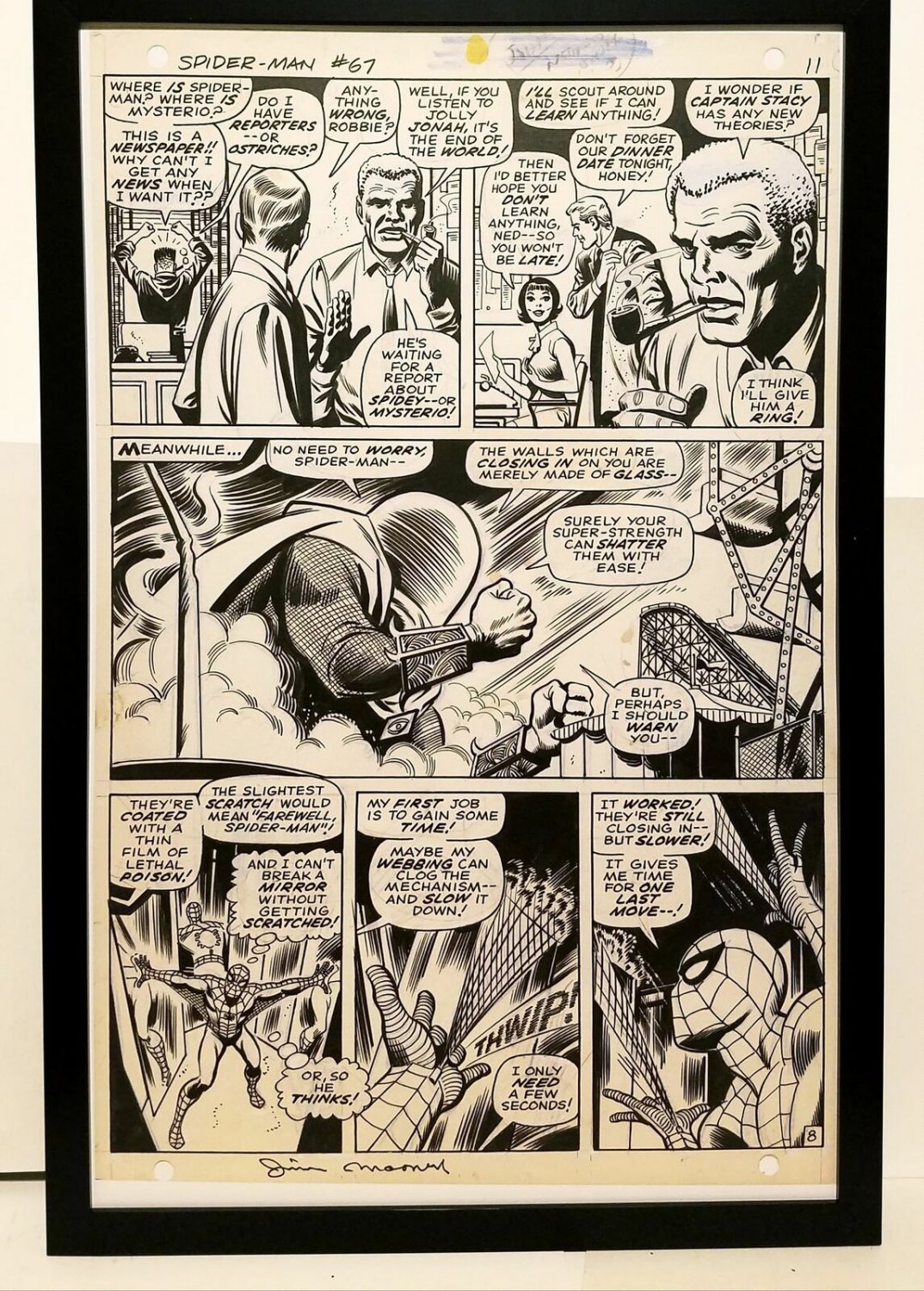 Amazing Spider-Man #67 pg. 8 John Romita 11x17 FRAMED Original Art Print Marvel