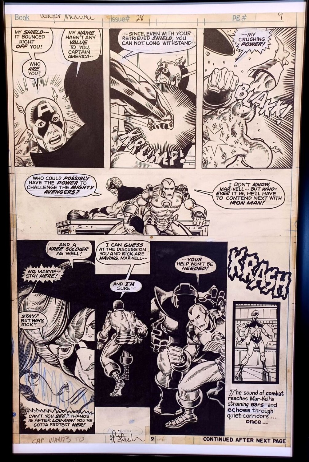 Captain Marvel #28 pg. 9 by Jim Starlin 11x17 FRAMED Original Art Print Comic Po