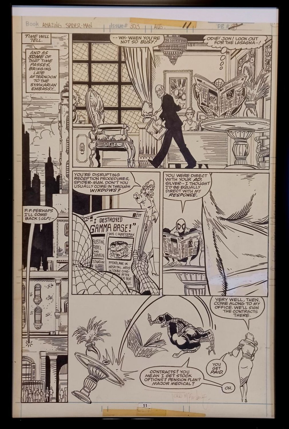 Amazing Spider-Man #303 pg. 9 by Todd McFarlane 11x17 FRAMED Original Art Print