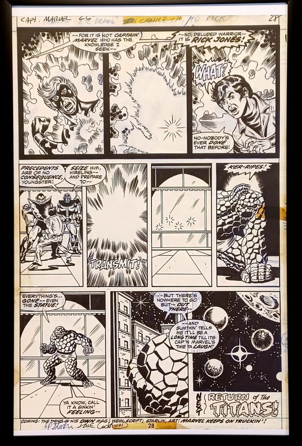 Captain Marvel #26 pg. 28 by Jim Starlin 11x17 FRAMED Original Art Print Comic P