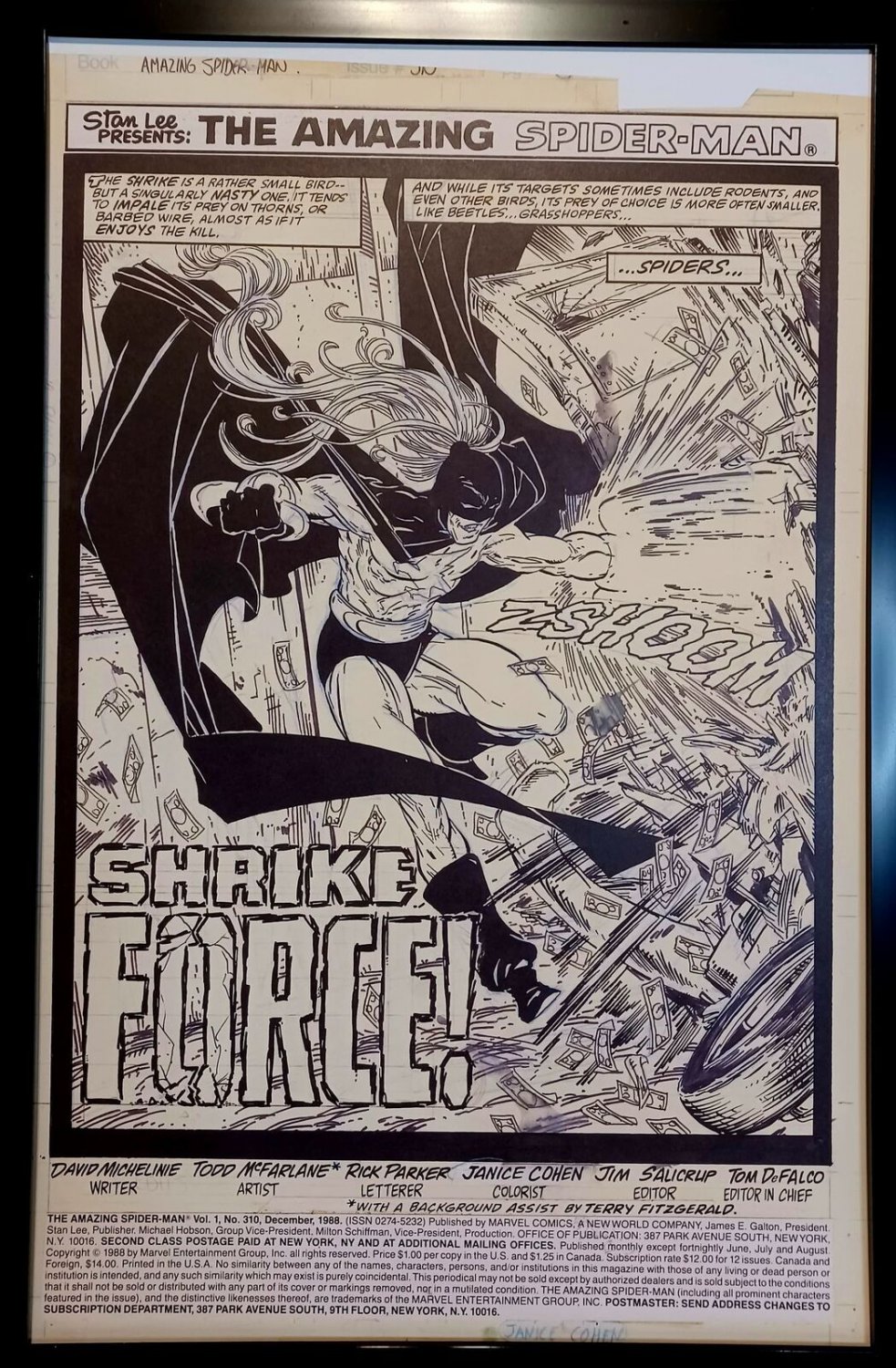 Amazing Spider-Man #310 pg. 1 by Todd McFarlane 11x17 FRAMED Original Art Print