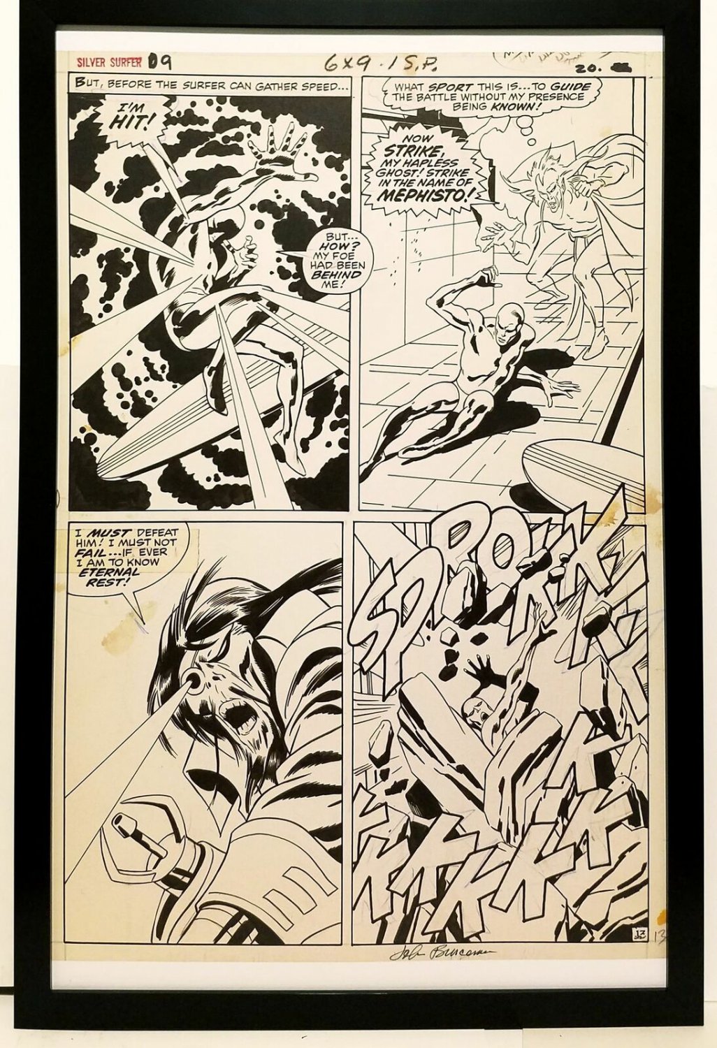 Silver Surfer #9 pg. 13 by John Buscema 11x17 FRAMED Original Art Print Marvel C