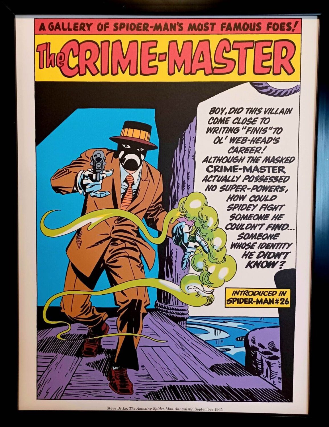 Spider-Man Crime-Master by Steve Ditko 9x12 FRAMED Marvel Comics Vintage Art