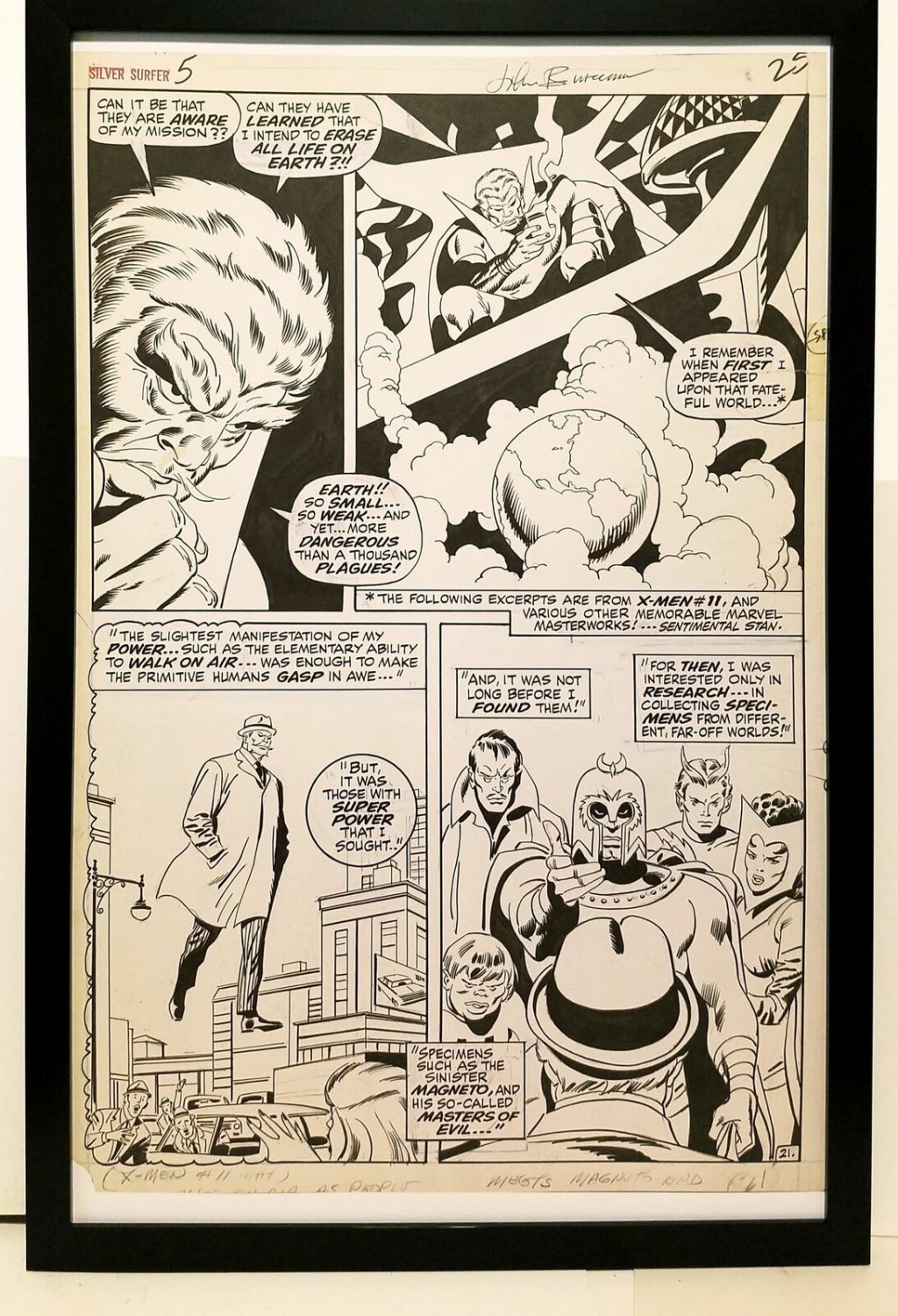 Silver Surfer #5 pg. 21 by John & Sal Buscema 11x17 FRAMED Original Art Print Ma