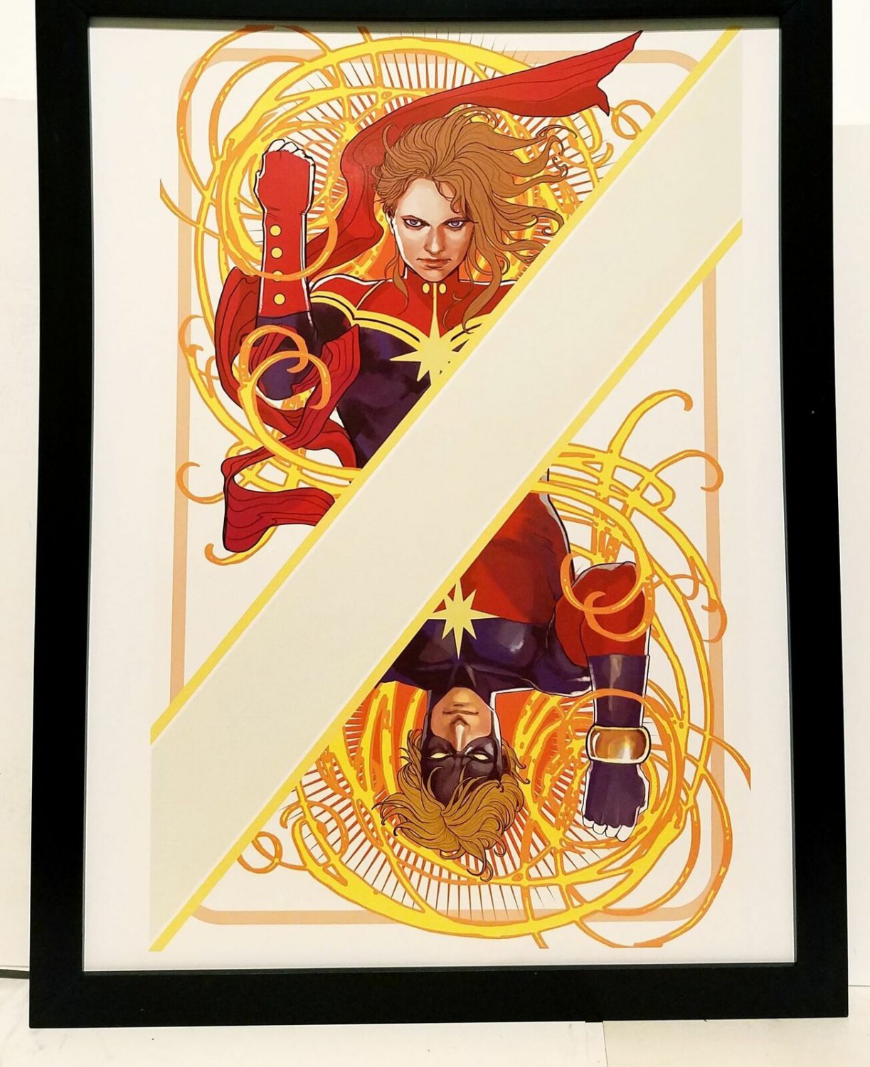 Captain Marvel by Stephanie Hans 9x12 FRAMED Art Print Marvel Comics Poster