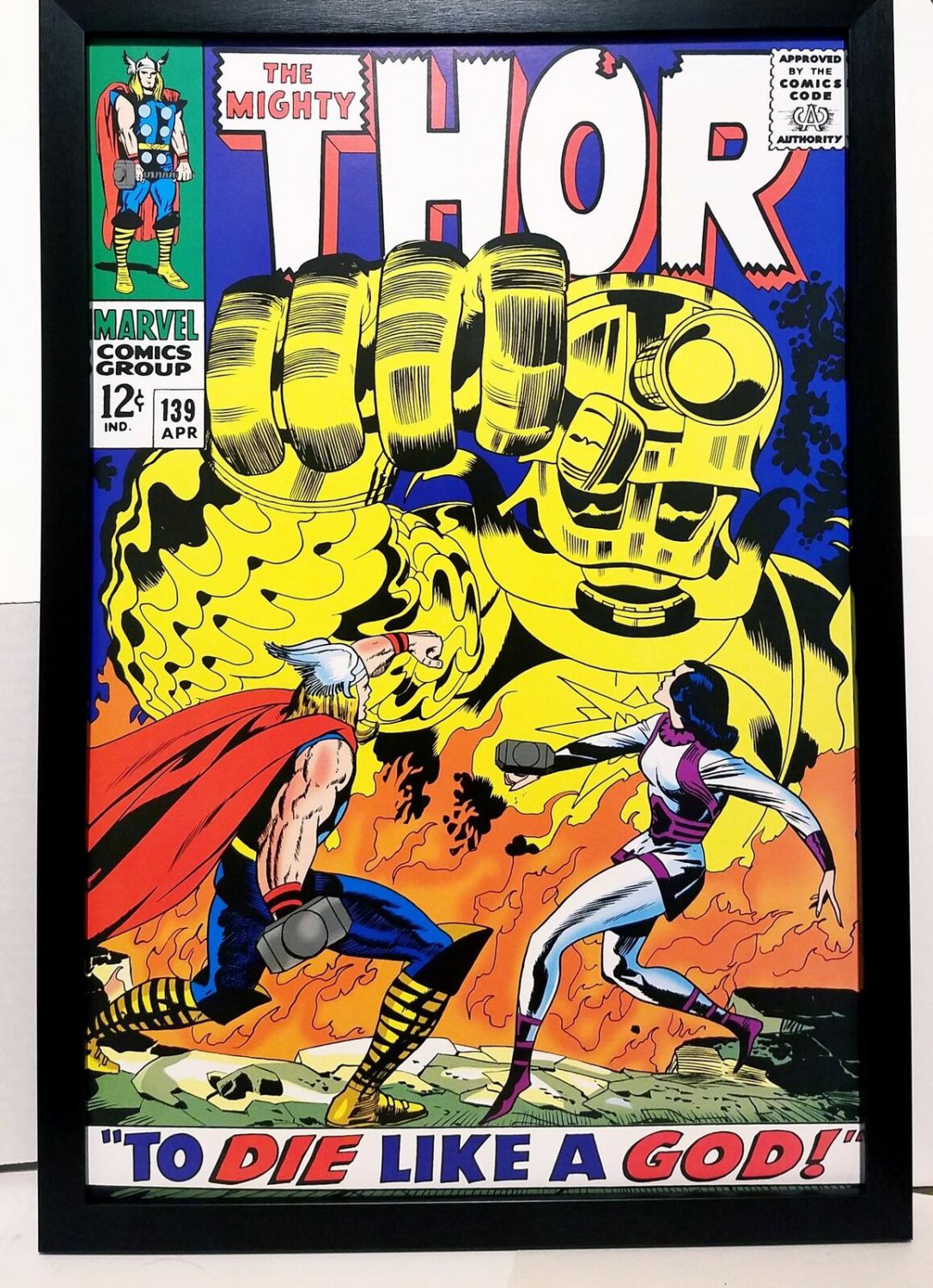 Mighty Thor #139 by Jack Kirby 12x18 FRAMED Marvel Comics Vintage Art Print Post