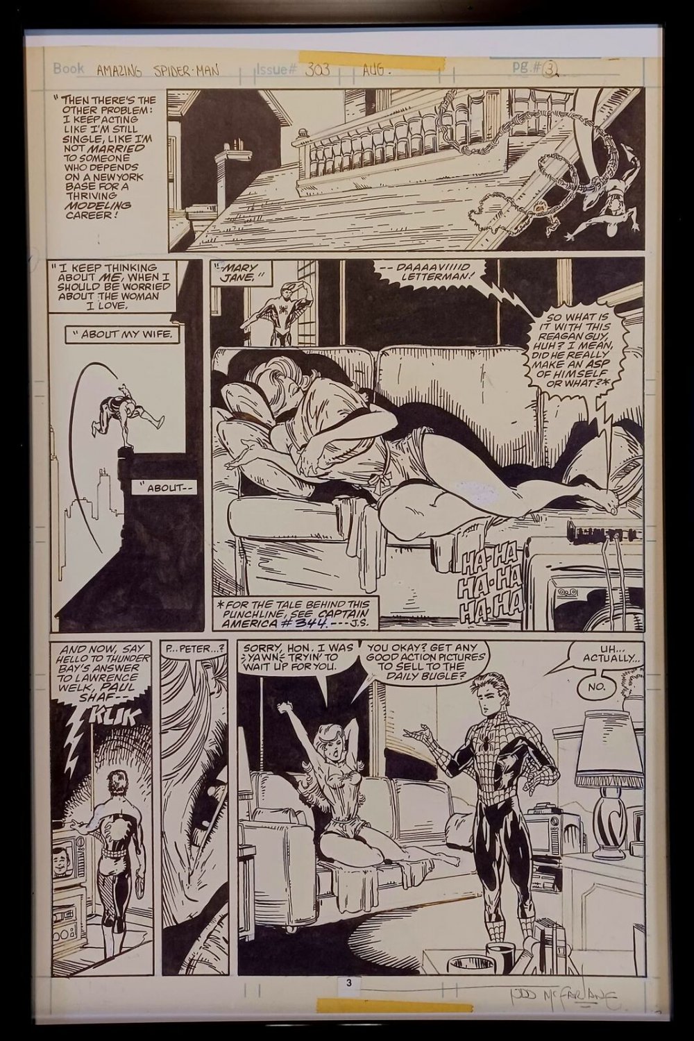 Amazing Spider-Man #303 pg. 3 by Todd McFarlane 11x17 FRAMED Original Art Print