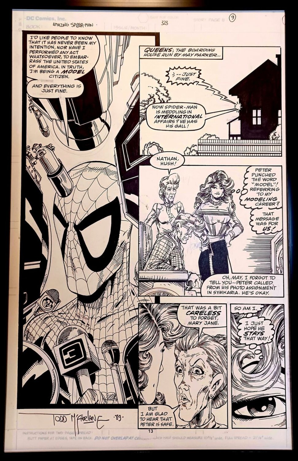 Amazing Spider-Man #323 pg. 9 by Todd McFarlane 11x17 FRAMED Original Art Print