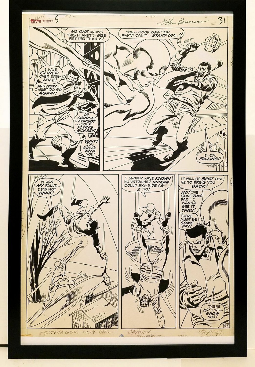 Silver Surfer #5 pg. 27 by John & Sal Buscema 11x17 FRAMED Original Art Print Ma