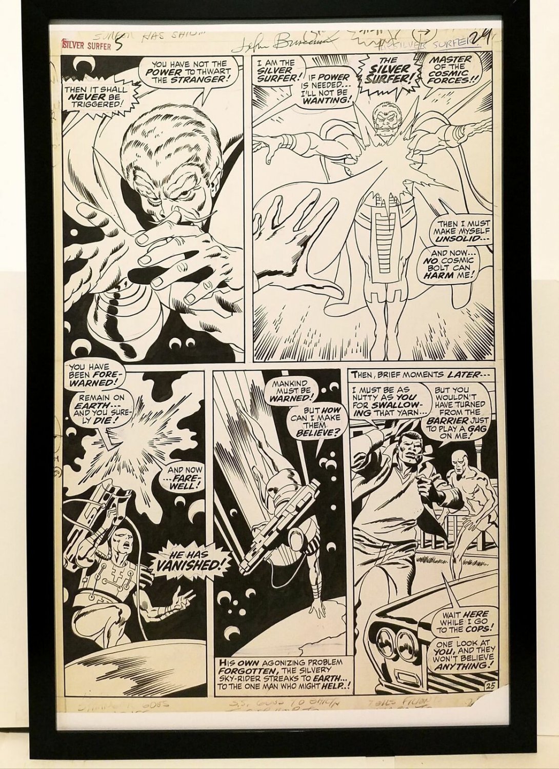 Silver Surfer #5 pg. 25 by John & Sal Buscema 11x17 FRAMED Original Art Print Ma