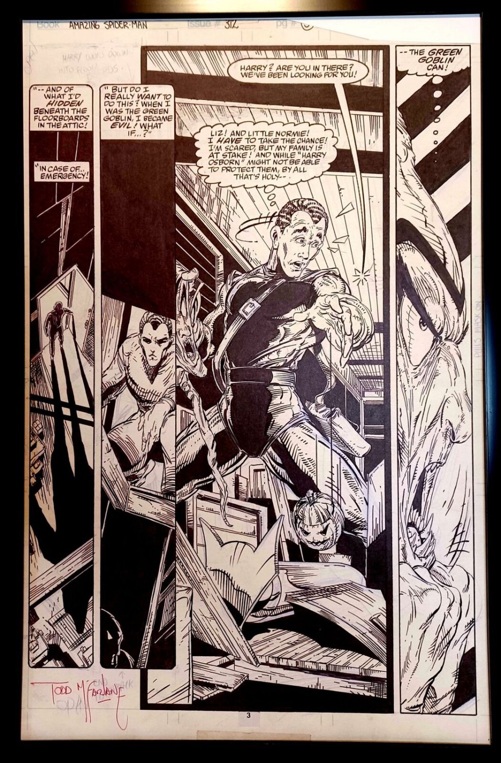 Amazing Spider-Man #312 pg. 3 by Todd McFarlane 11x17 FRAMED Original Art Print