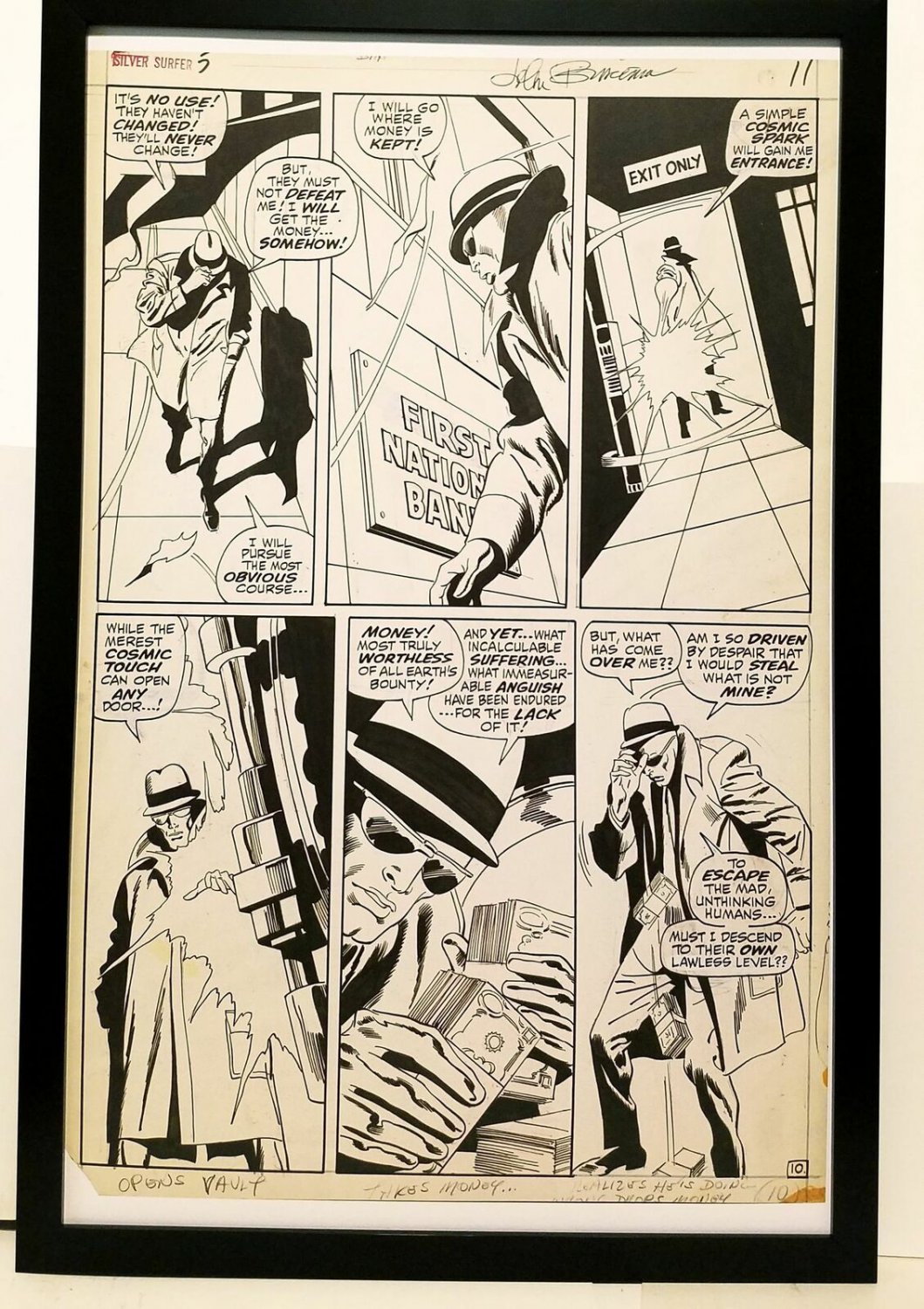 Silver Surfer #5 pg. 10 by John & Sal Buscema 11x17 FRAMED Original Art Print Ma