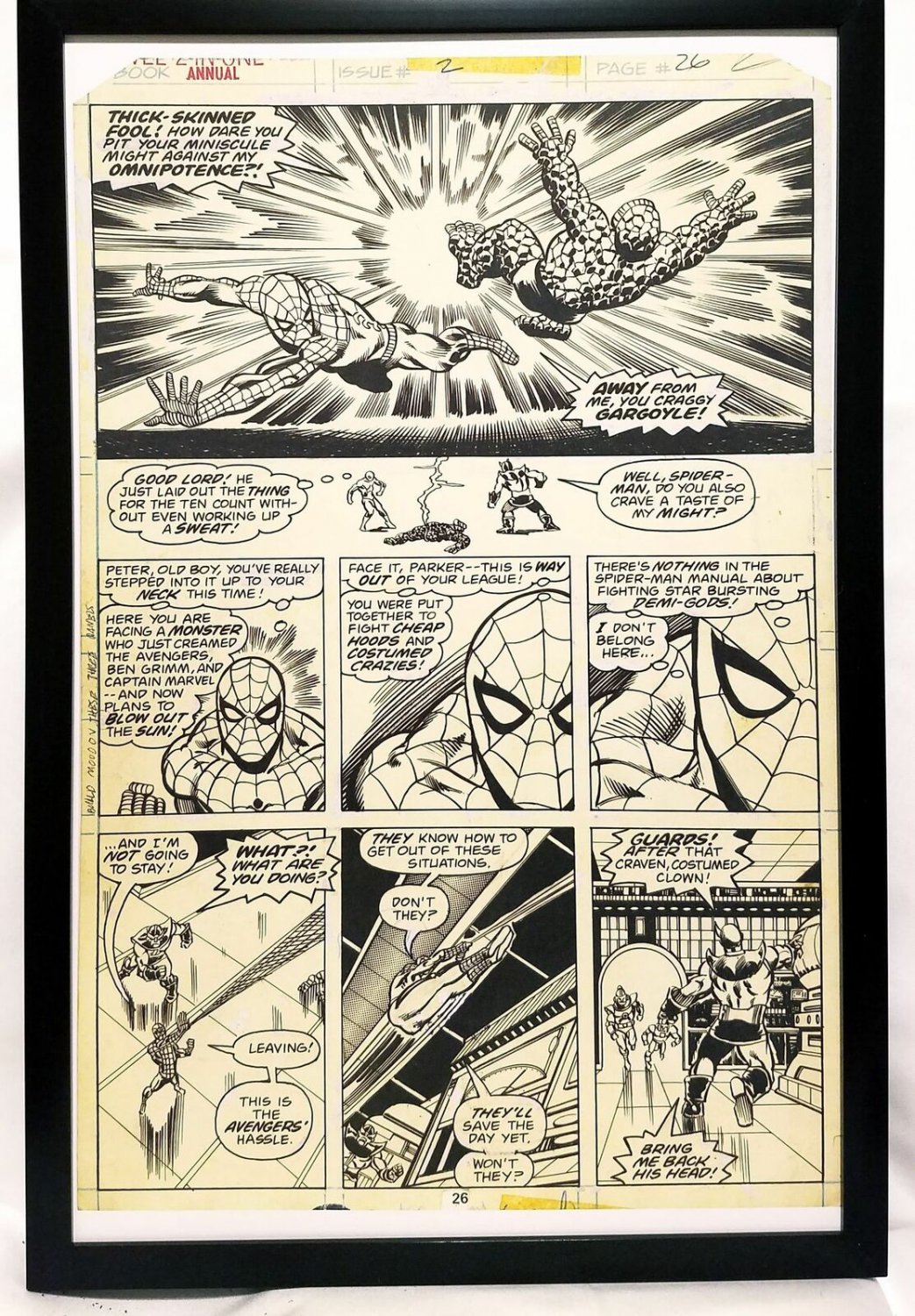 Marvel Two-In-One Annual #2 pg. 26 by Jim Starlin 11x17 FRAMED Original Art Post