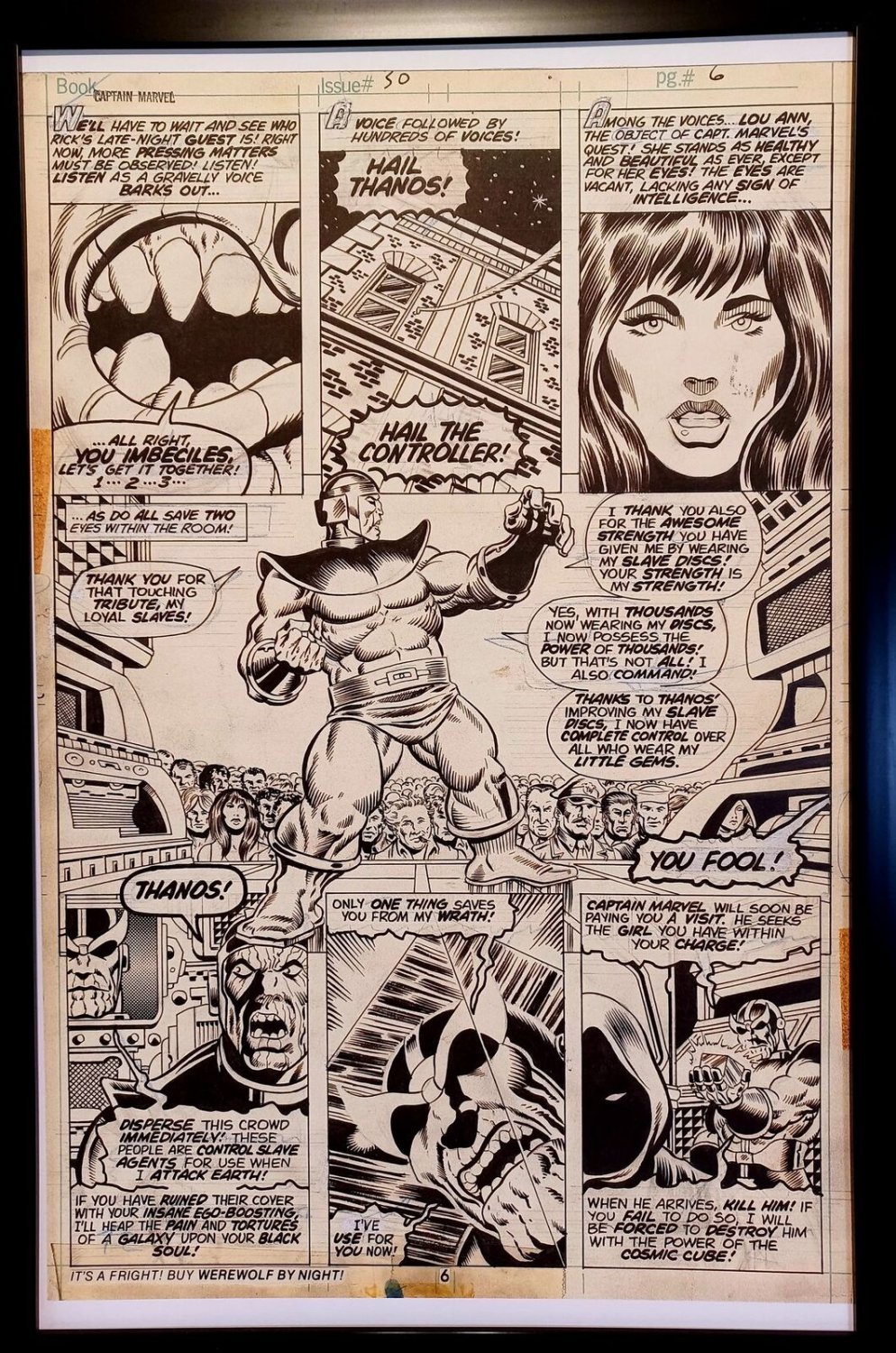 Captain Marvel #30 pg. 6 by Jim Starlin 11x17 FRAMED Original Art Print Comic Po