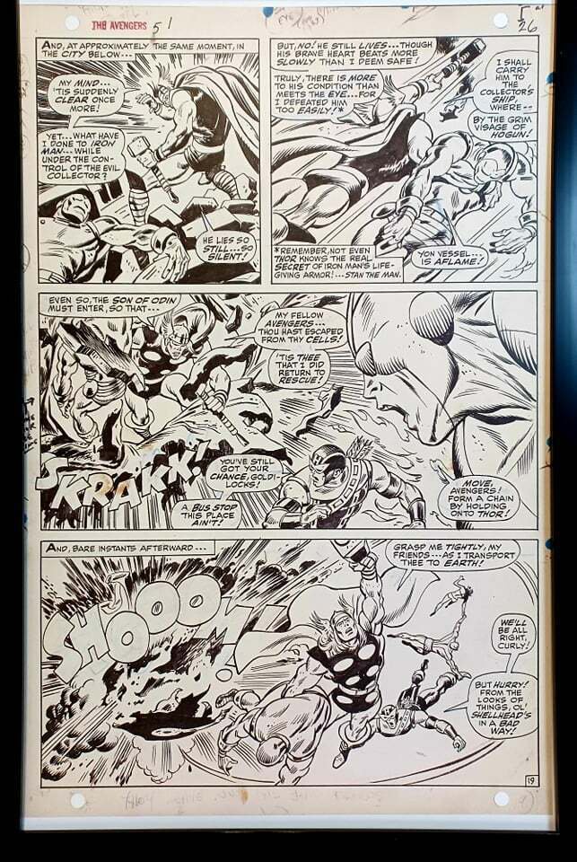 Avengers #51 pg. 19 by John Buscema 11x17 FRAMED Original Art Print Marvel Comic