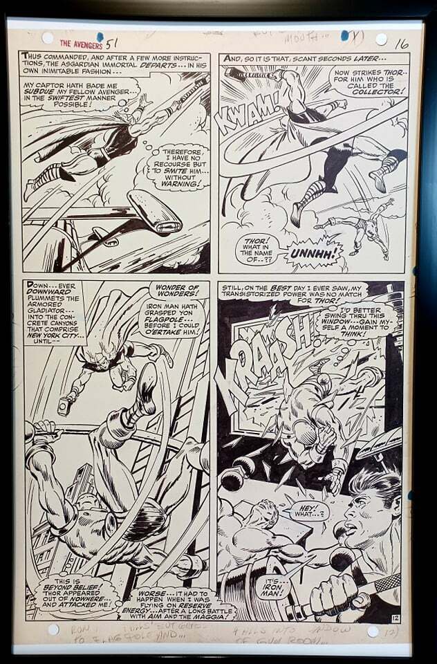 Avengers #51 pg. 12 by John Buscema 11x17 FRAMED Original Art Print Marvel Comic