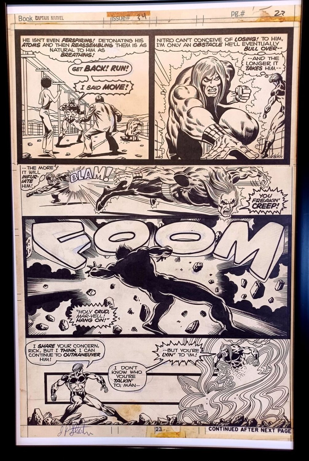 Captain Marvel #34 pg. 23 by Jim Starlin 11x17 FRAMED Original Art Print Comic P