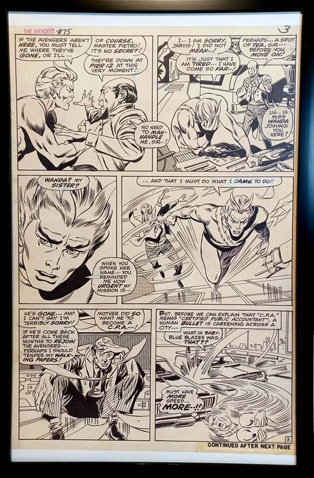 Avengers #75 pg. 3 by John Buscema 11x17 FRAMED Original Art Print Marvel Comics