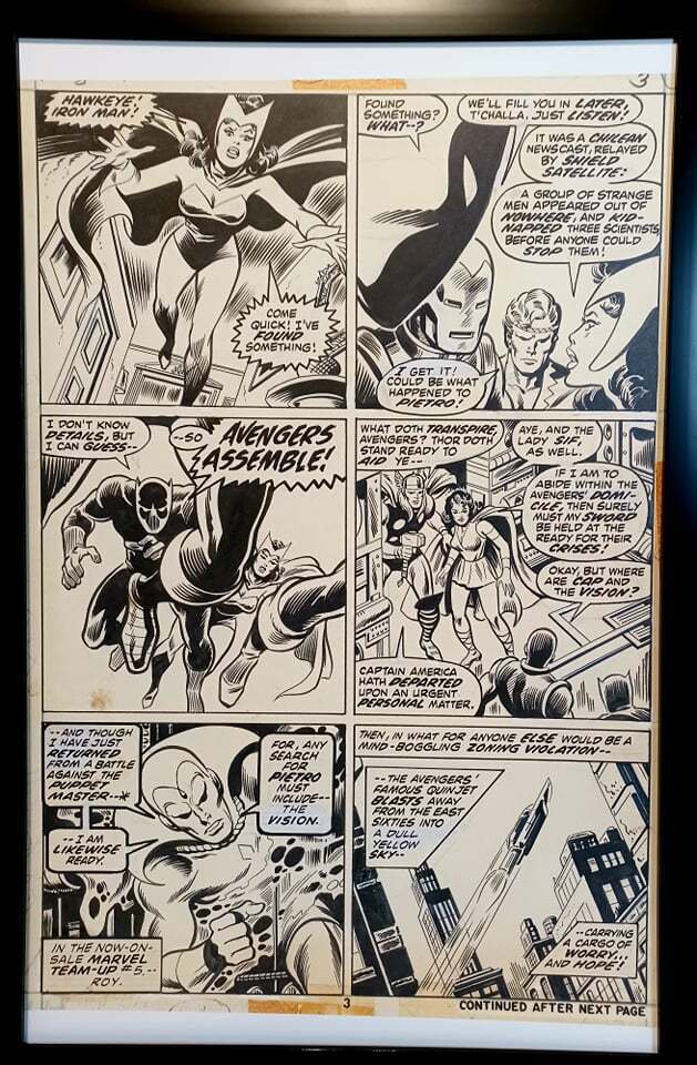 Avengers #105 pg. 3 by John Buscema 11x17 FRAMED Original Art Print Marvel Comic
