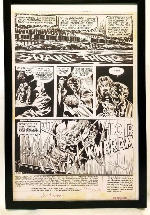 Swamp Thing #9 pg. 1 by Bernie Wrightson 11x17 FRAMED Original Art Poster DC Com