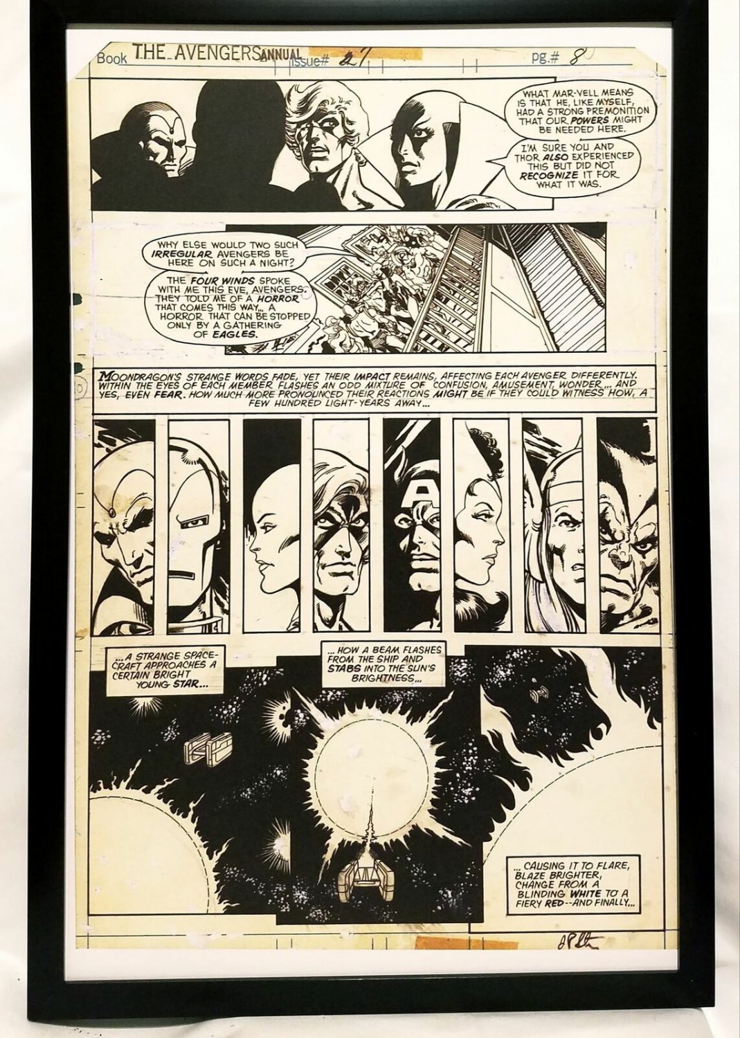 Avengers Annual #7 pg. 8 by Jim Starlin 11x17 FRAMED Original Art Poster Marvel