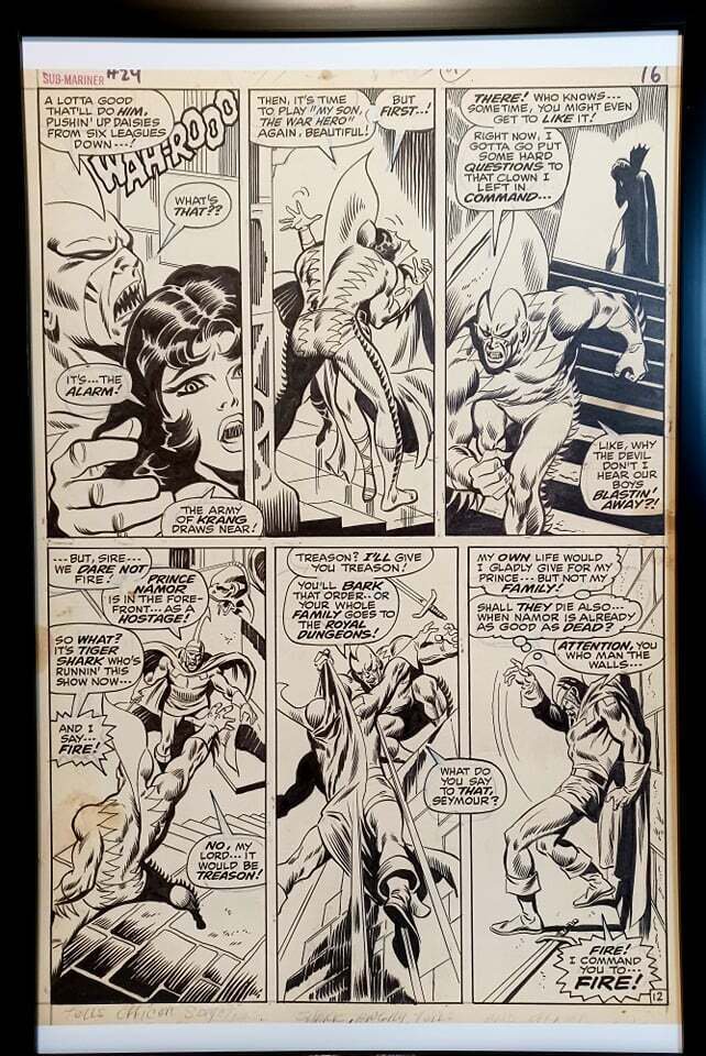 Sub-Mariner #24 pg. 12 by John Buscema 11x17 FRAMED Original Art Print Marvel Co