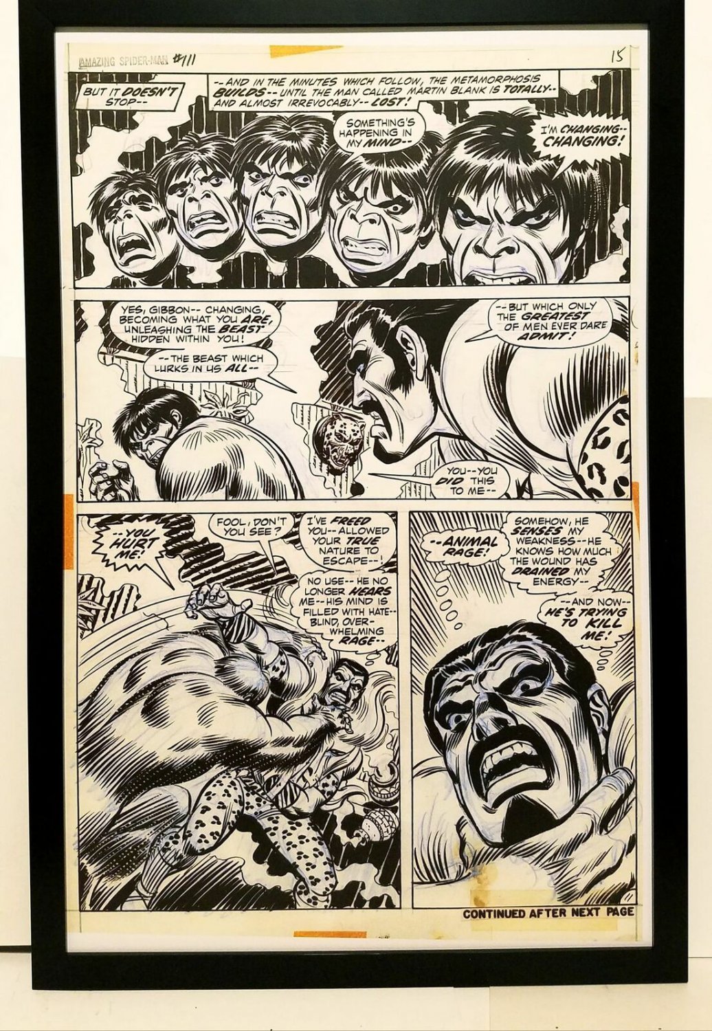 Amazing Spider-Man #111 pg. 11 John Romita 11x17 FRAMED Original Art Print Marve