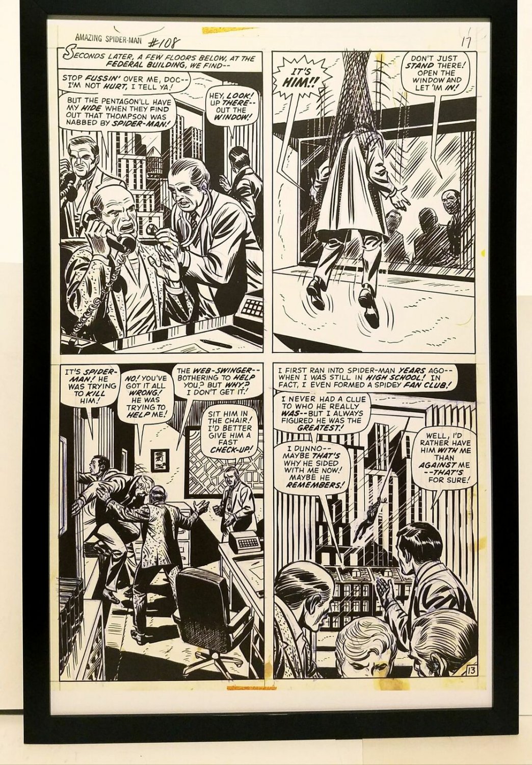Amazing Spider-Man #108 pg. 13 John Romita 11x17 FRAMED Original Art Print Marve