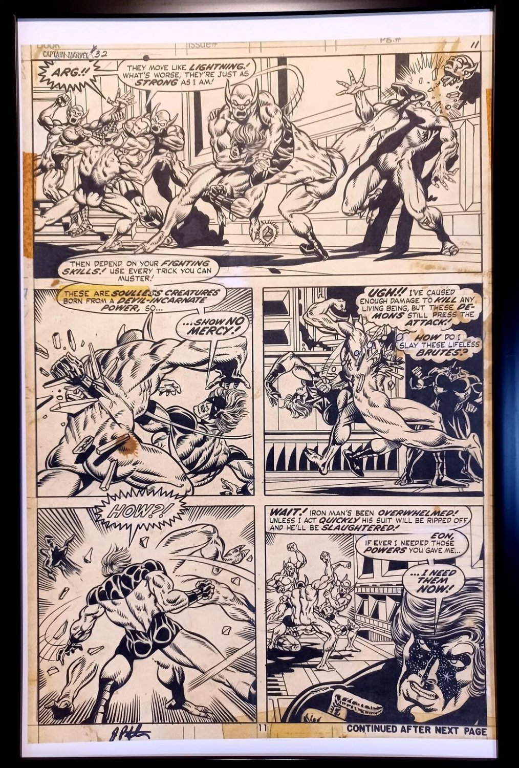 Captain Marvel #32 pg. 11 by Jim Starlin 11x17 FRAMED Original Art Print Comic P