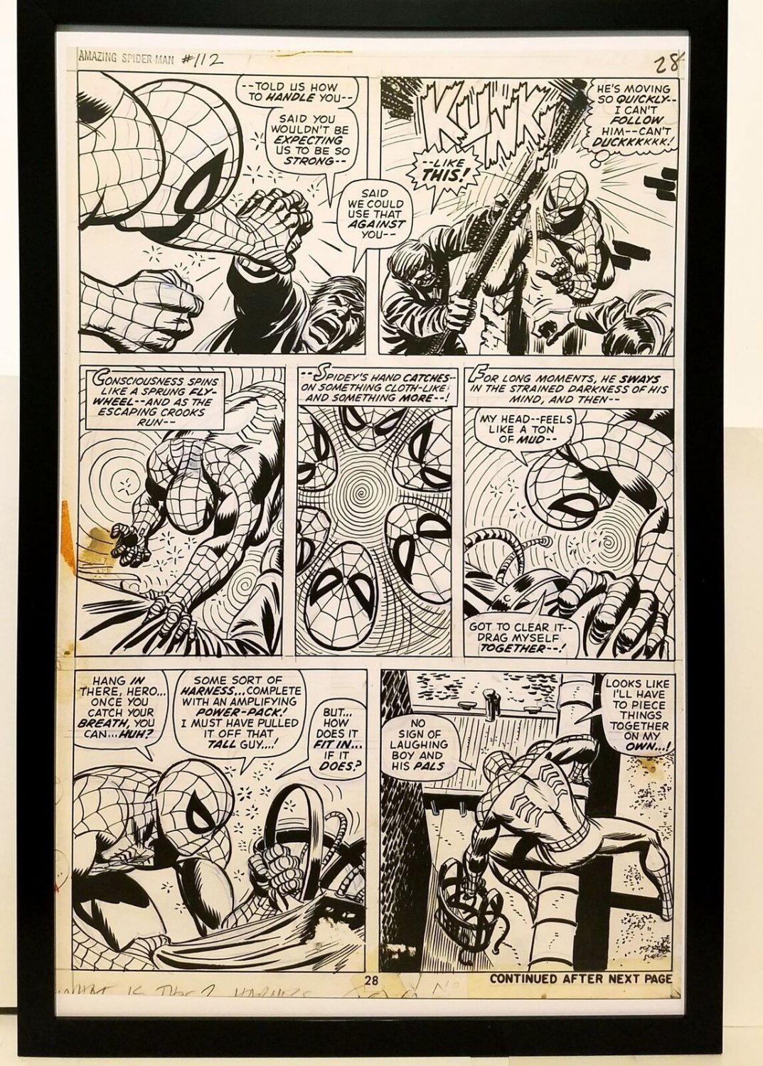 Amazing Spider-Man #112 pg. 28 John Romita 11x17 FRAMED Original Art Poster Marv