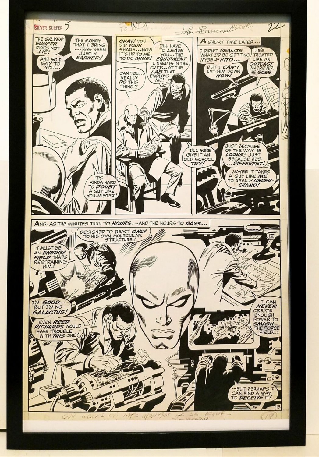 Silver Surfer #5 pg. 19 by John & Sal Buscema 11x17 FRAMED Original Art Print Ma