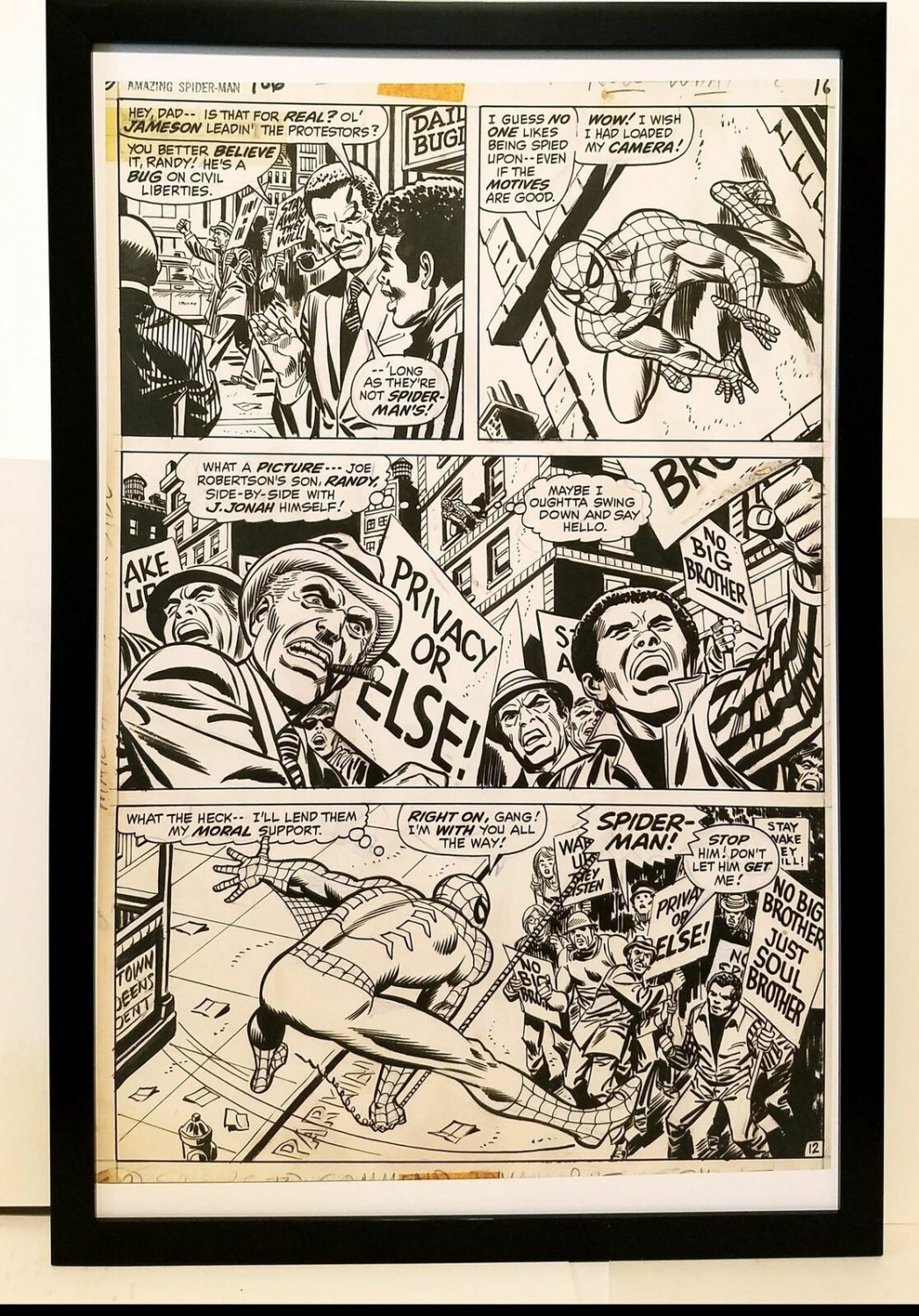Amazing Spider-Man #106 pg. 12 John Romita 11x17 FRAMED Original Art Print Marve